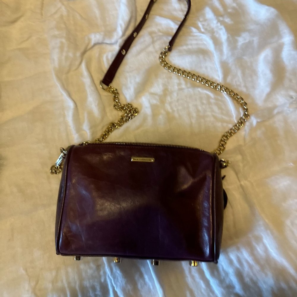Rebecca Minkoff Burgundy Crossbody Bag with Gold Accents - Picture 4 of 5